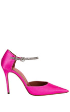Amina Muaddi Ursina Pink Satin Pumps - Runway Catalog