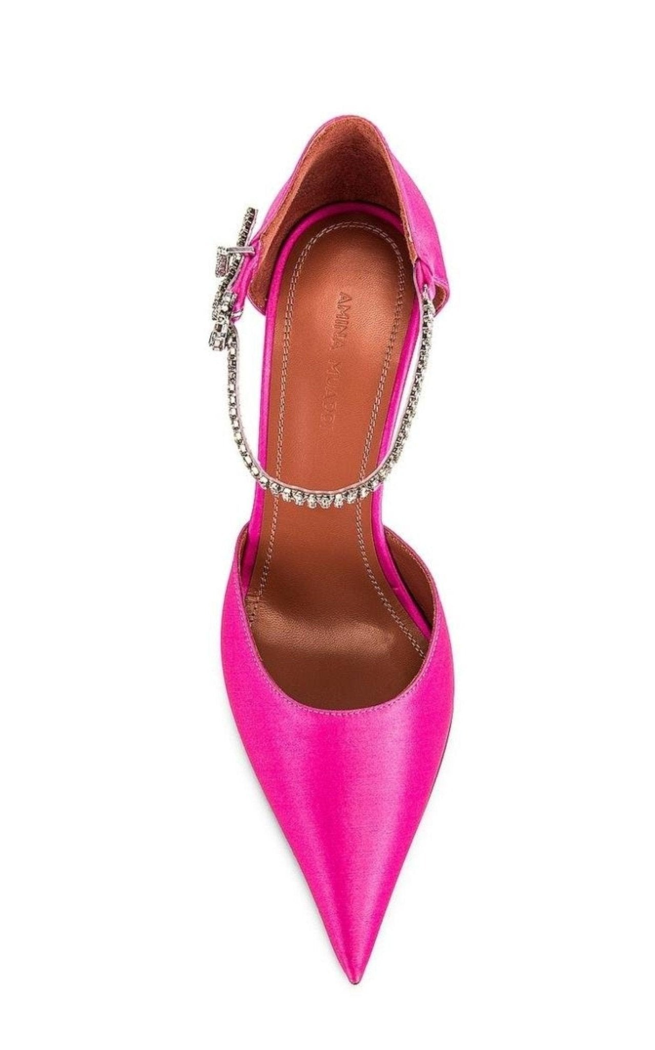 Amina Muaddi Ursina Pink Satin Pumps - Runway Catalog
