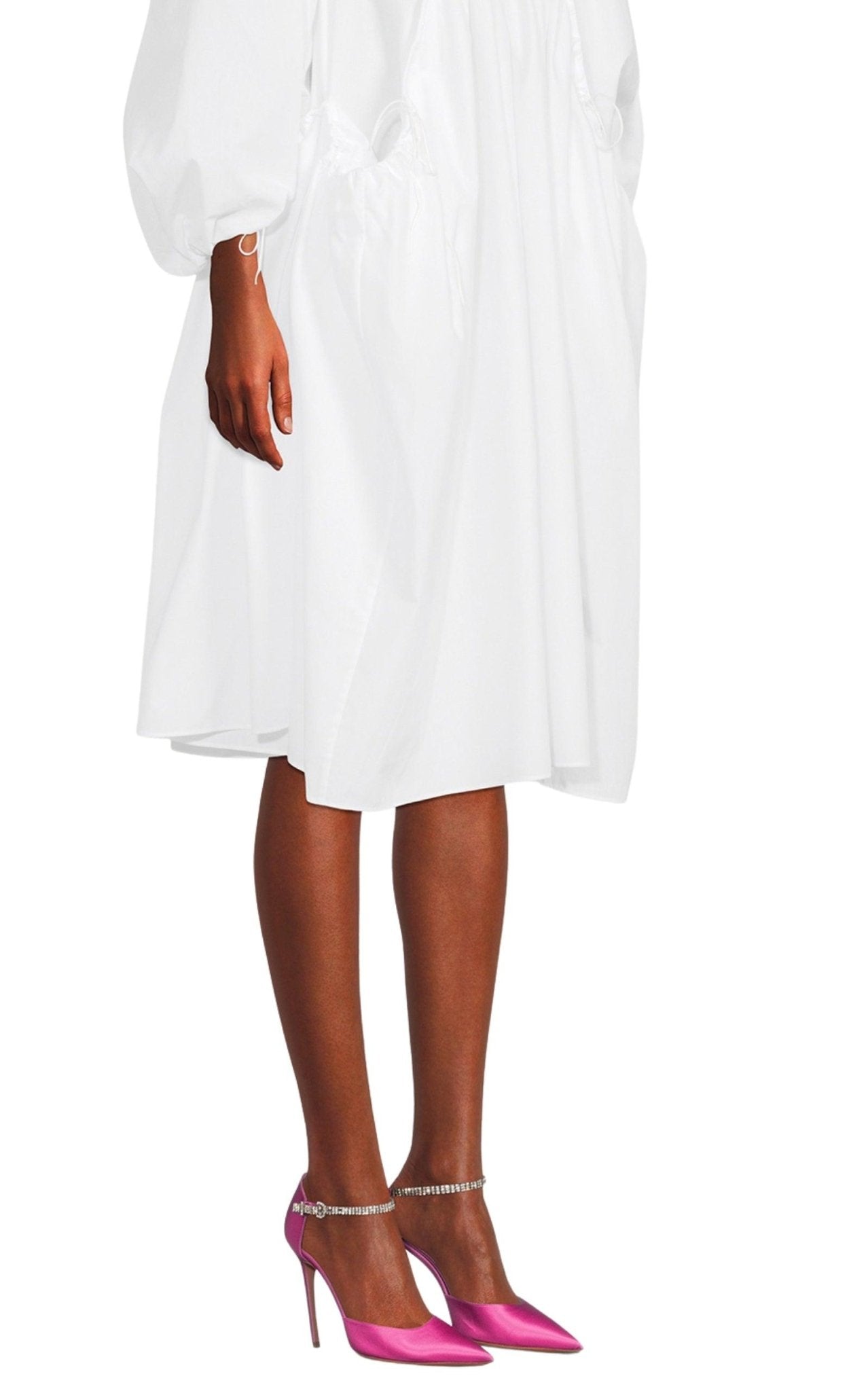 Amina Muaddi Ursina Pink Satin Pumps - Runway Catalog