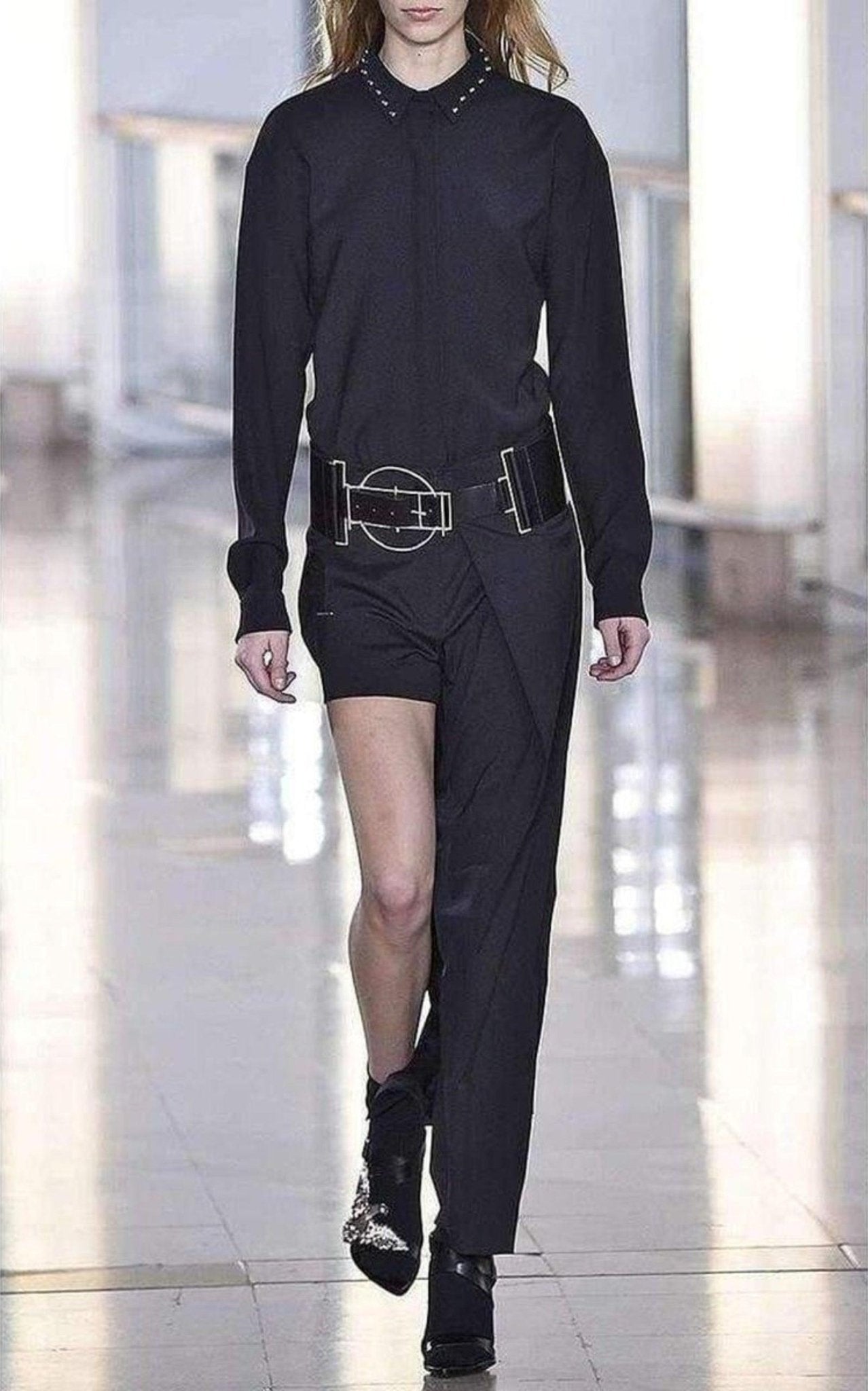 Anthony Vaccarello Asymmetric Black Pants - Shorts - Runway Catalog