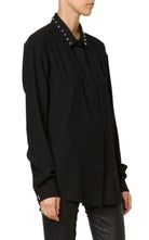 Anthony Vaccarello Black Classical Shirt With Stud Collar - Runway Catalog