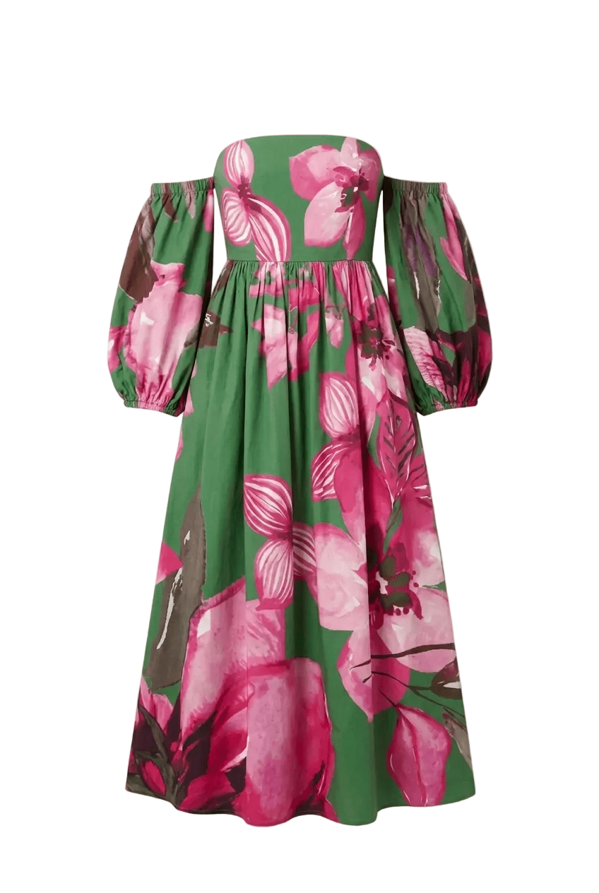 Anthropologie Off-The-Shoulder Floral Printed Maxi Dress - Runway Catalog