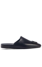Balenciaga Schwarze Slipper-Schuhe mit BB-Logo aus Leder – Runway-Katalog