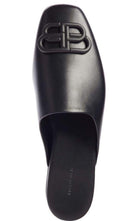 Balenciaga Schwarze Slipper-Schuhe mit BB-Logo aus Leder – Runway-Katalog