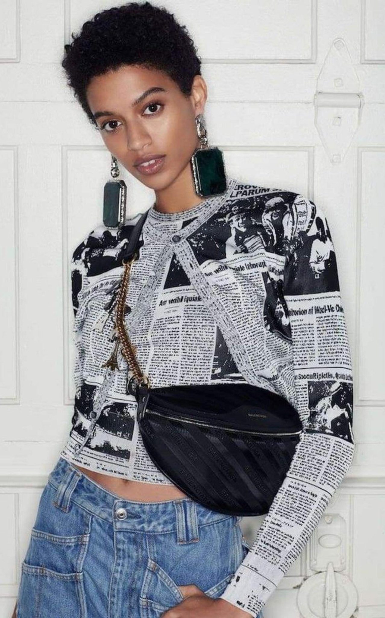 Balenciaga Black Leather Souvenir Belt Bag