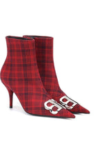 Balenciaga Logo Plaid Canvas Ankle Boots - Runway Catalog