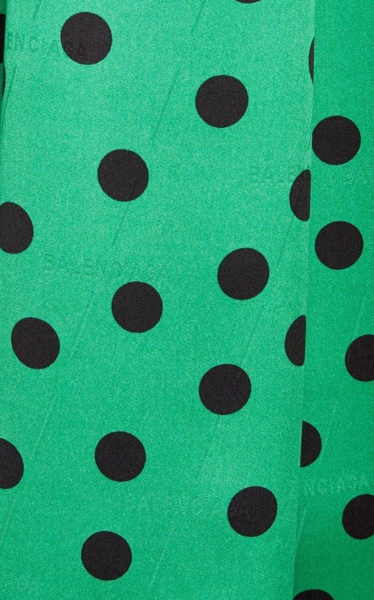 Balenciaga Polka Dot Print Long Sleeve Logo Jacquard Babydoll Dress - Runway Catalog