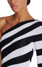 Balmain Asymmetrical Striped Knit Maxi Dress - Runway Catalog