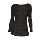 Balmain Balmain Black Long Sleeve Open Back Cotton - Blend Top - Runway Catalog