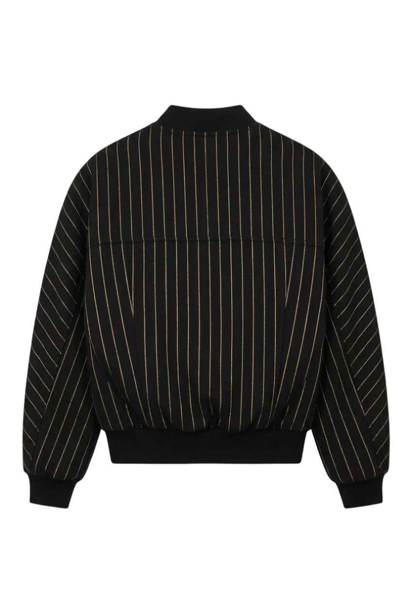 Balmain Balmain Striped Cotton Teddy Jacket in Black and Gold - Runway Catalog