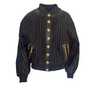 Balmain Balmain Gestreifte Baumwoll-Teddyjacke in Schwarz und Gold – Laufsteg-Katalog