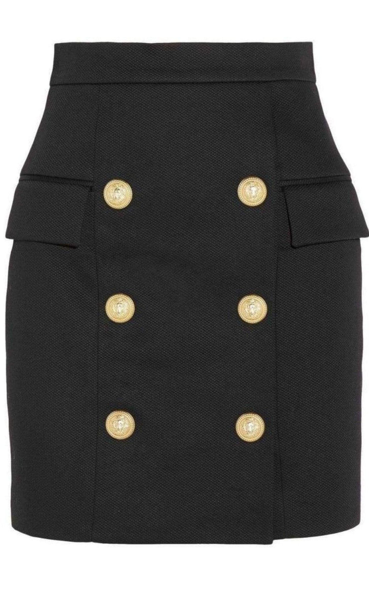 Balmain Black Buttoned Mini Skirt - Runway Catalog