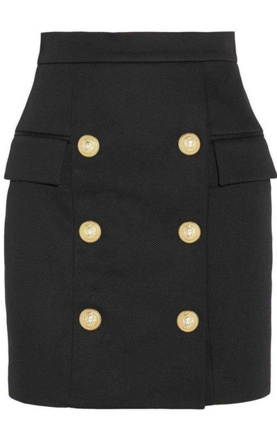Balmain Black Buttoned Mini Skirt - Runway Catalog