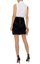 Balmain Black Chevron Fringed Mini Skirt - Runway Catalog