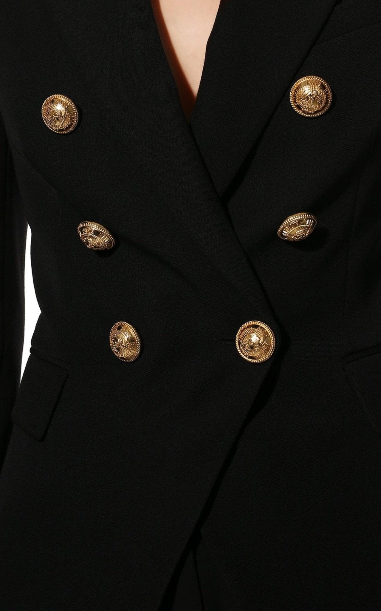 Balmain Black Classic Double - Breasted Wool Blazer - Runway Catalog