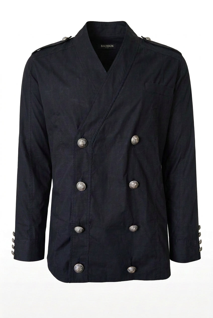 Balmain Black Shirt Double - breasted Jacket - Runway Catalog
