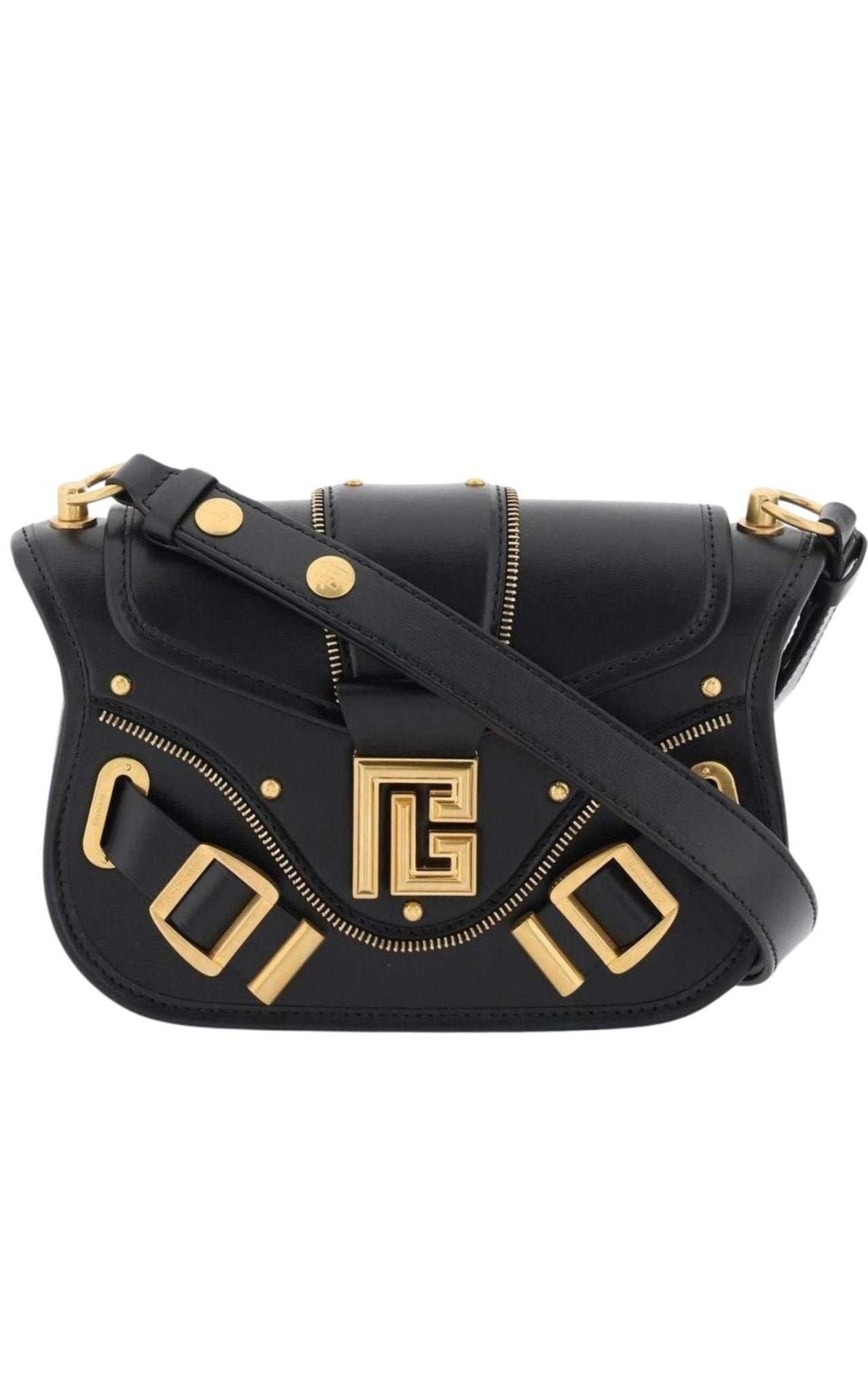 Balmain Blaze Leather Shoulder Bag