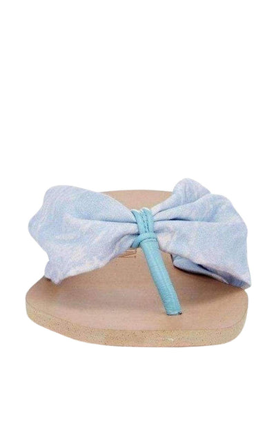 Balmain Blue Leather Thong Flats - Runway Catalog