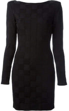 Balmain Check Jacquard Deep V - Back Dress - Runway Catalog
