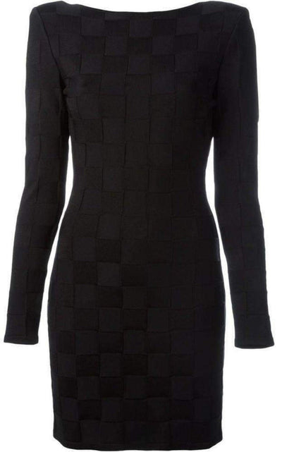 Balmain Check Jacquard Deep V - Back Dress - Runway Catalog