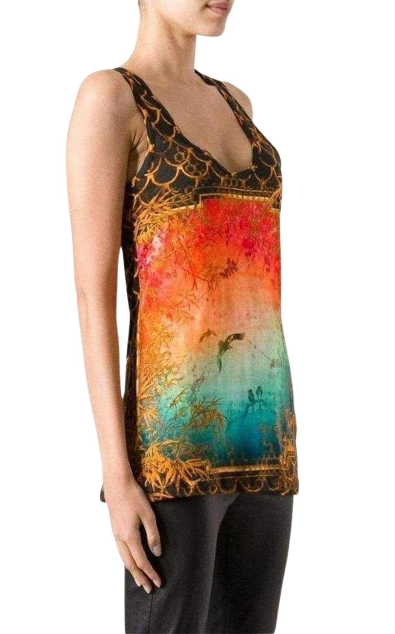 Balmain Cotton Oriental Print Tank Top