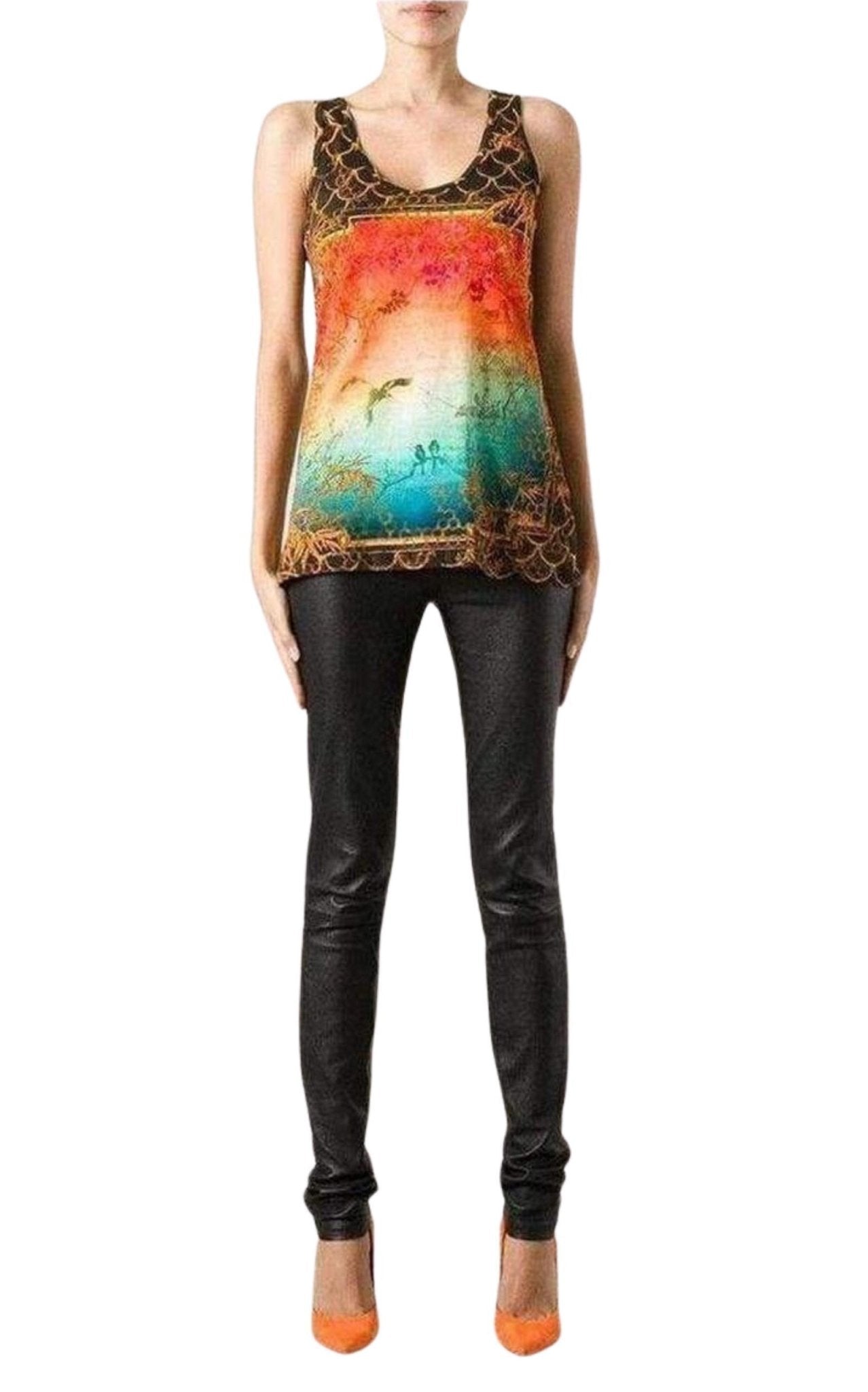 Balmain Cotton Oriental Print Tank Top