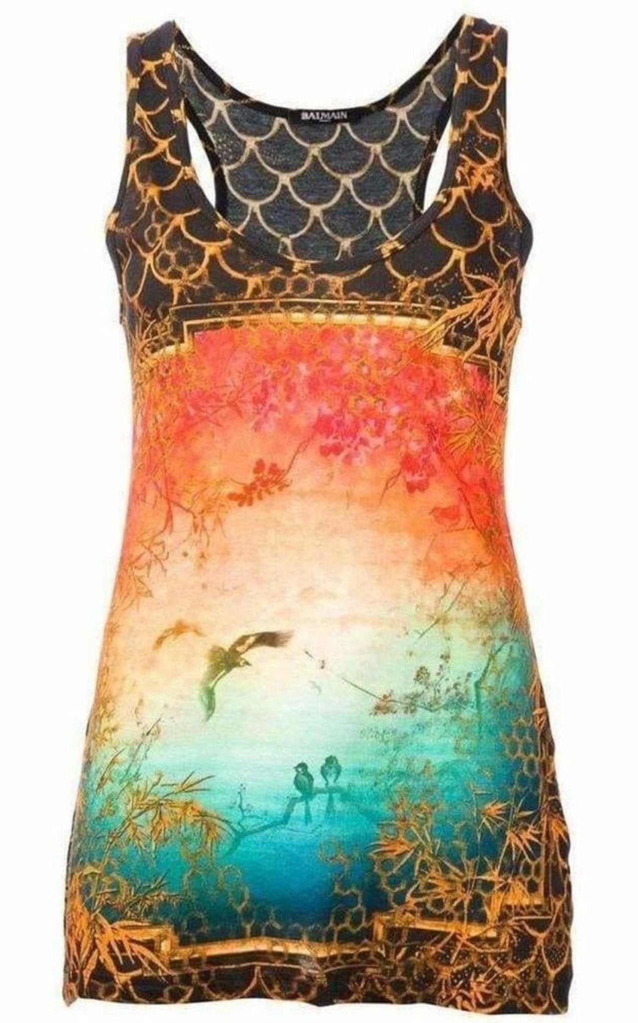 Balmain Cotton Oriental Print Tank Top