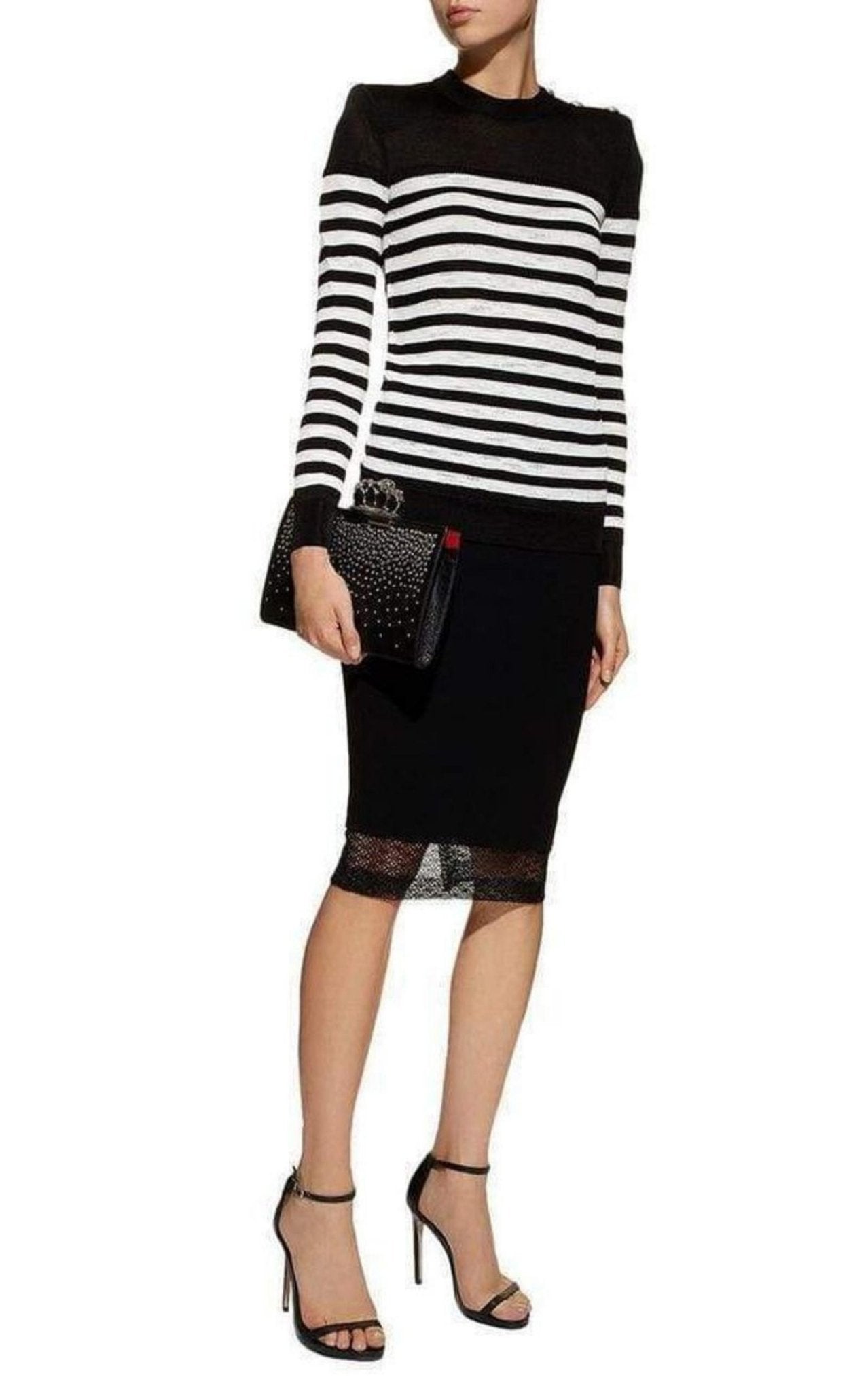 Balmain Crew Neck Stripe Long Sleeve Jumper - Runway Catalog