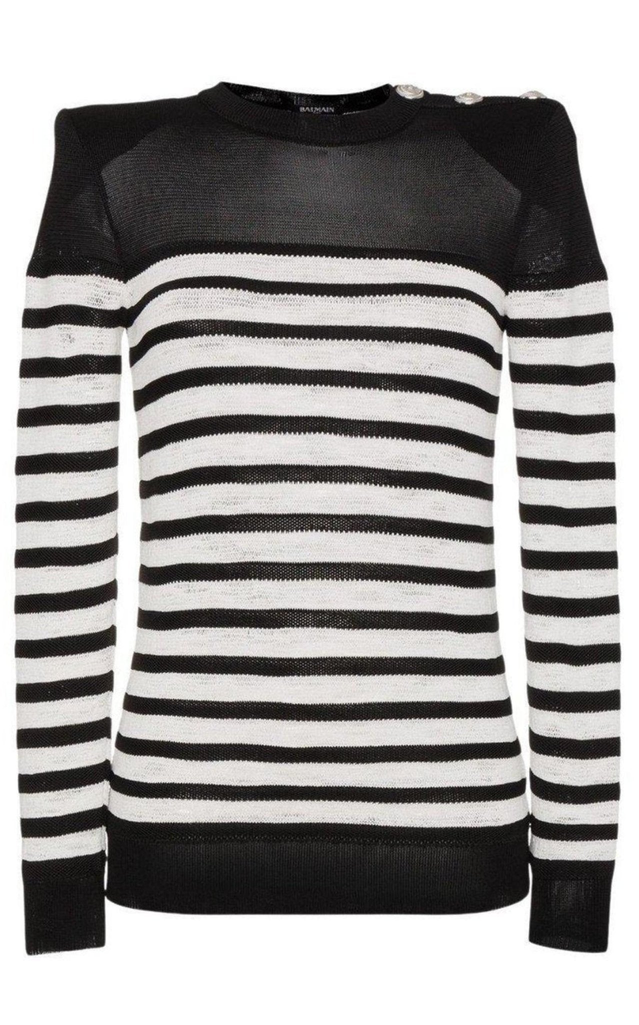 Balmain Crew Neck Stripe Long Sleeve Jumper - Runway Catalog