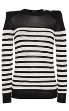 Balmain Crew Neck Stripe Long Sleeve Jumper - Runway Catalog