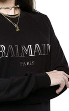 Balmain Crewneck Silver Logo Sweatshirt - Runway Catalog