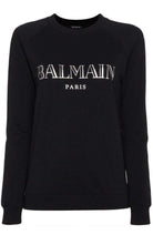 Balmain Crewneck Silver Logo Sweatshirt - Runway Catalog