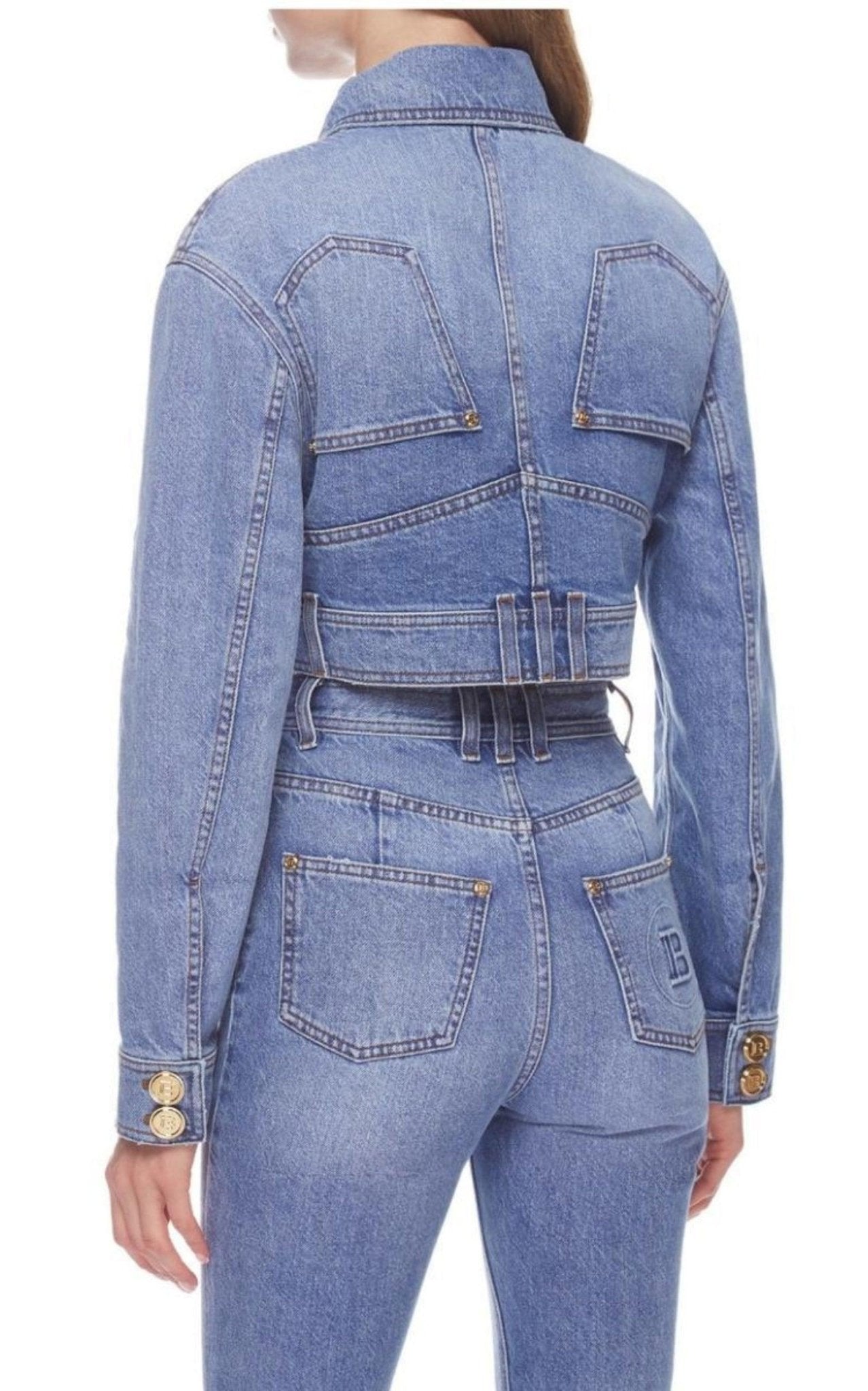 Balmain Cropped Denim Jacket