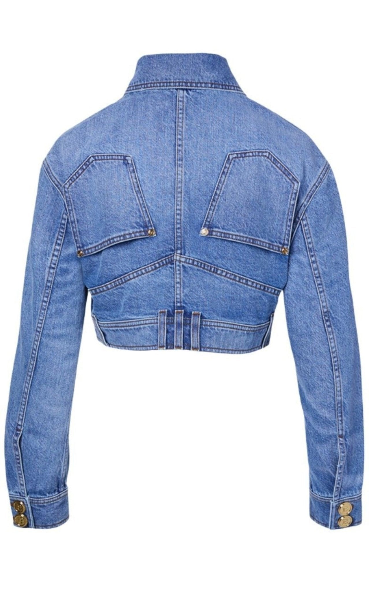 Balmain Blue Cropped Upside-Down Denim Jacket