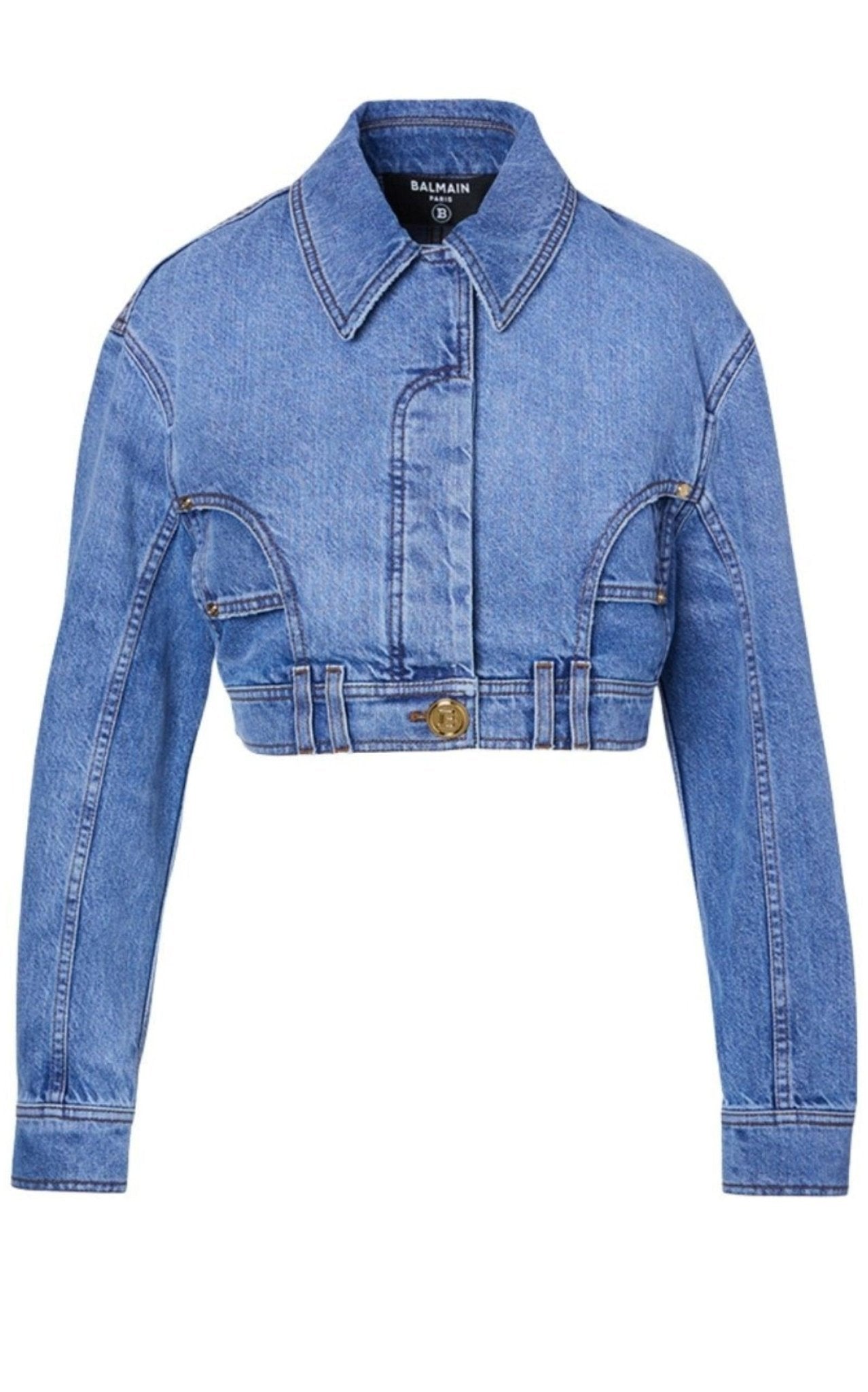 balmain ライトブルー クロップドデニムジャケット　36 Balmain Cropped Denim Jacket