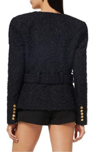 Balmain Crystal Logo Metallic Tweed Blazer - Runway Catalog