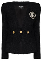 Balmain Crystal Logo Metallic Tweed Blazer - Runway Catalog