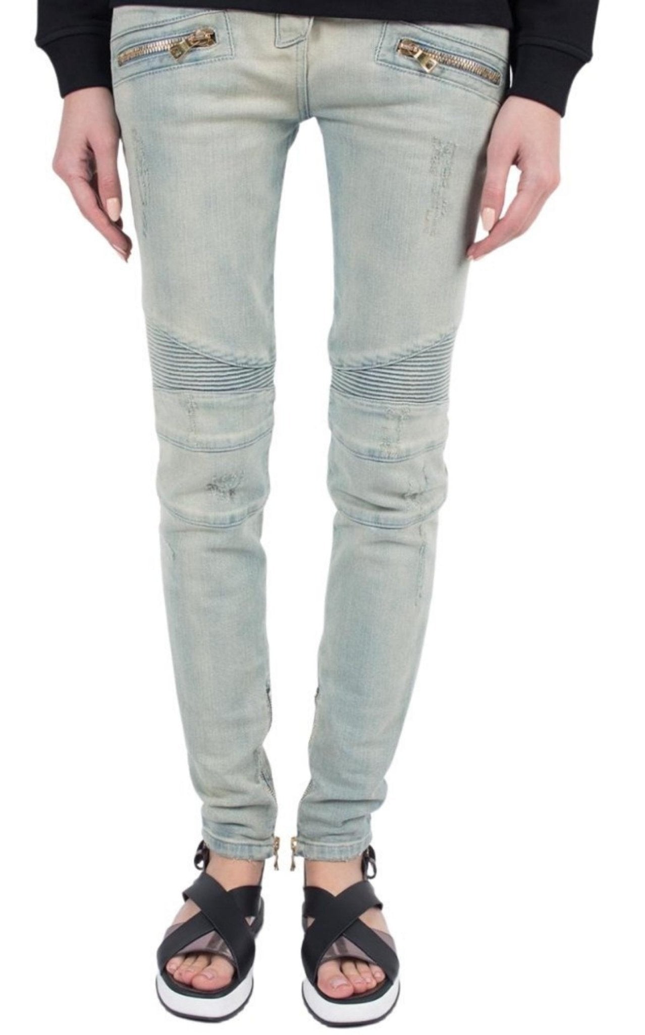 Balmain Distressed BikerJeans - Runway Catalog