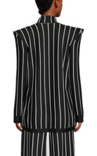 Balmain Double - Breasted Black White Striped Wool Blazer - Runway Catalog