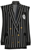 Balmain Double - Breasted Black White Striped Wool Blazer - Runway Catalog