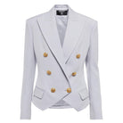 Balmain Zweireihiger blauer Wollblazer – Laufsteg-Katalog