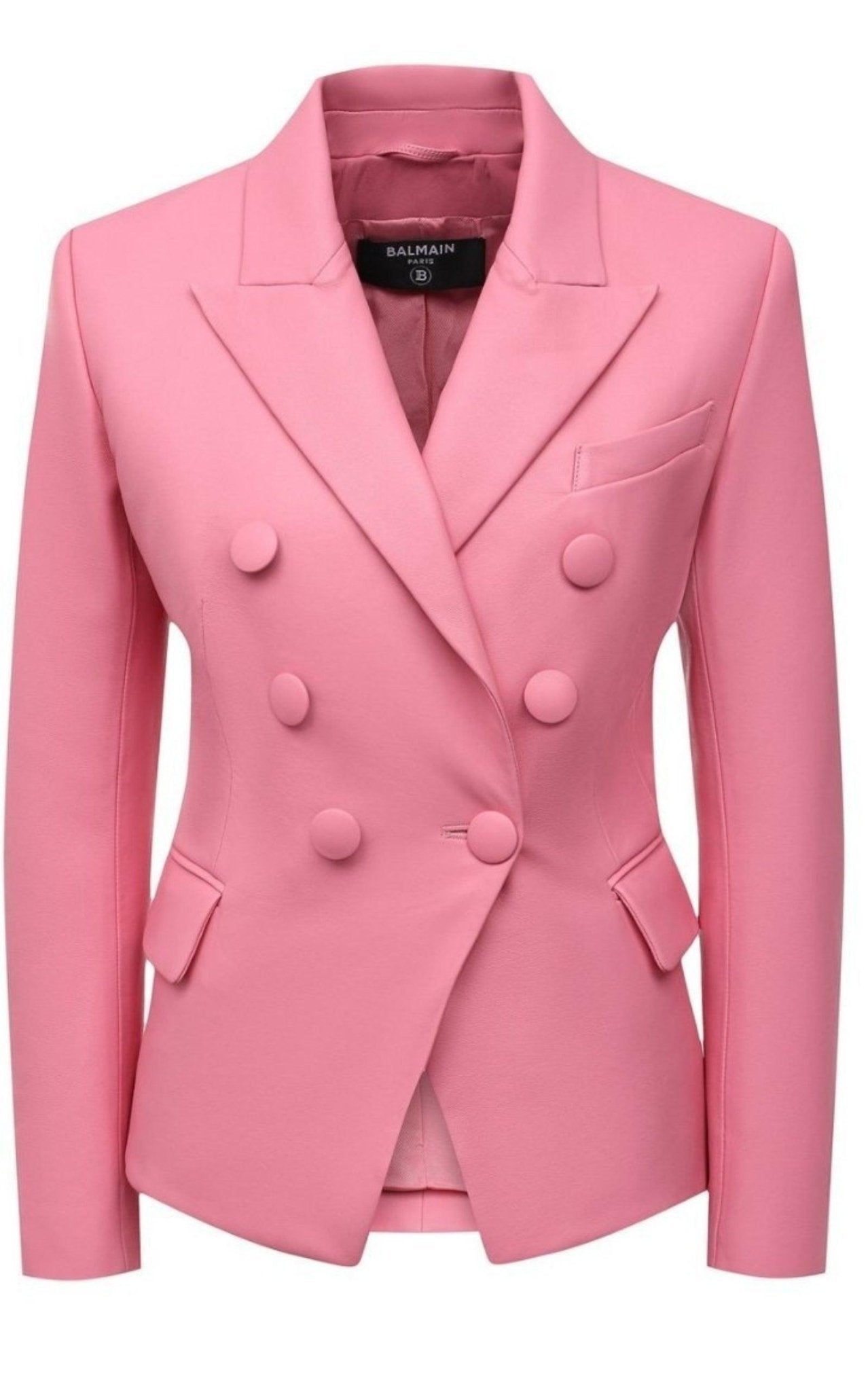 Balmain Double - Breasted Leather Blazer - Runway Catalog