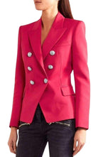 Balmain Double Breasted Red Wool Blazer - Runway Catalog