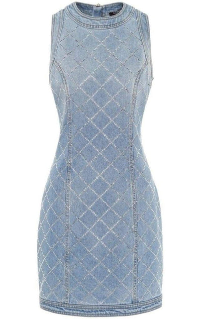 Balmain Embellished Denim Mini Dress - Runway Catalog