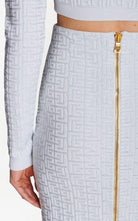 Balmain Embossed Monogram Midi Skirt - Runway Catalog