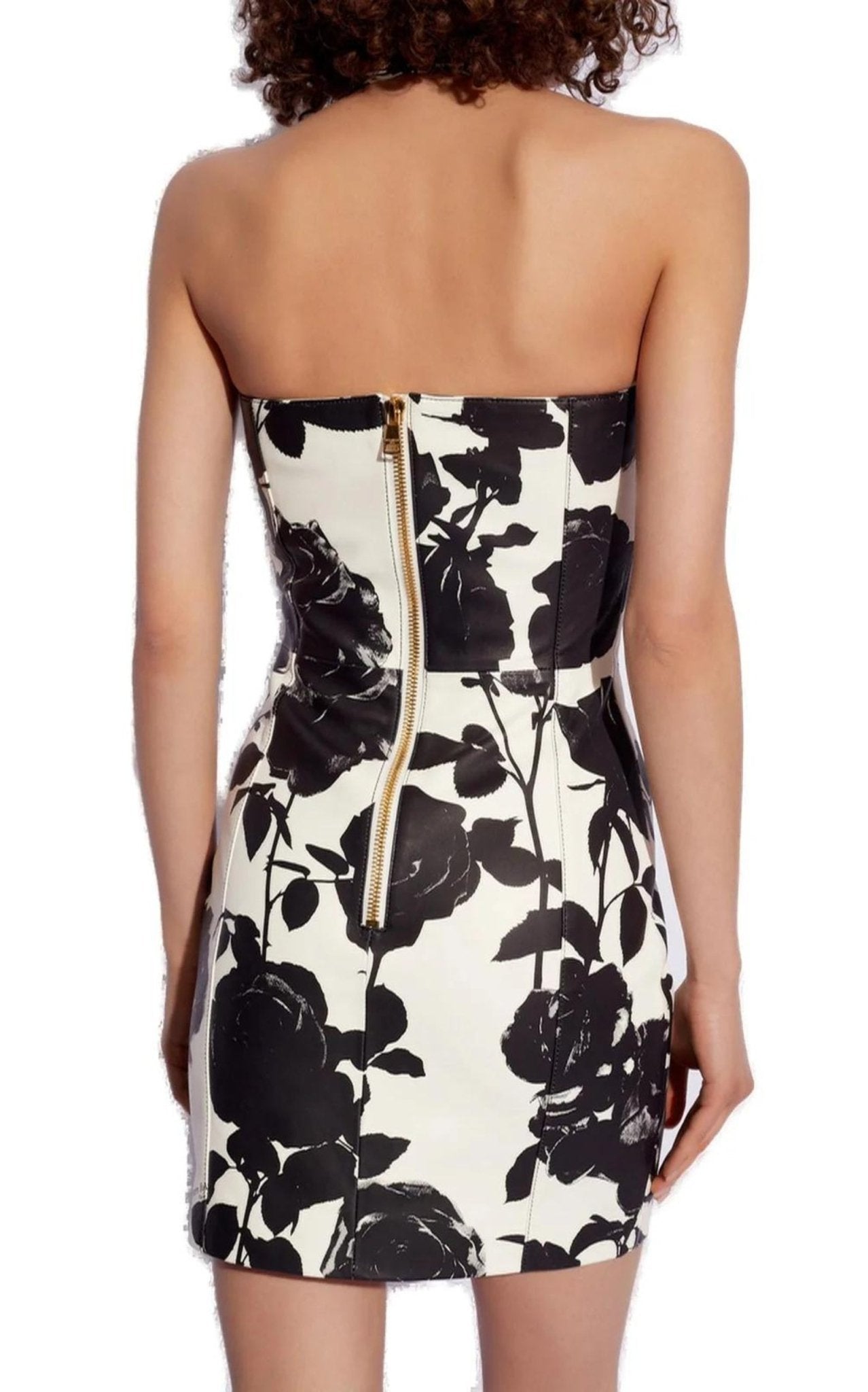 Balmain Floral Printed Leather Dress - Runway Catalog
