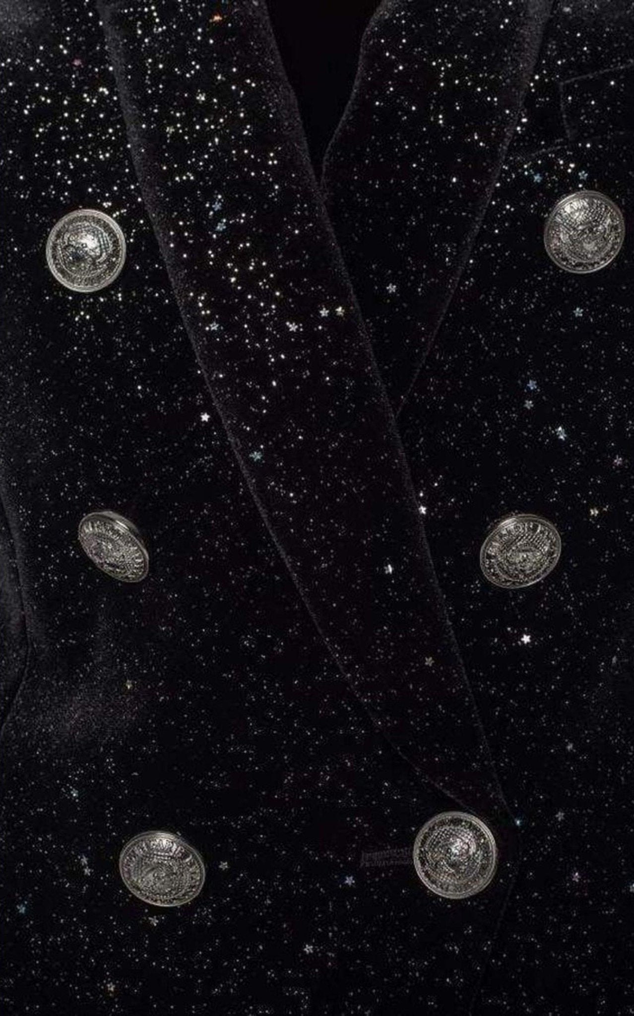 Balmain Glittered Velvet Double Breasted Blazer - Runway Catalog