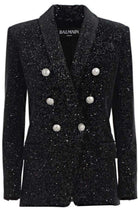 Balmain Glittered Velvet Double Breasted Blazer - Runway Catalog