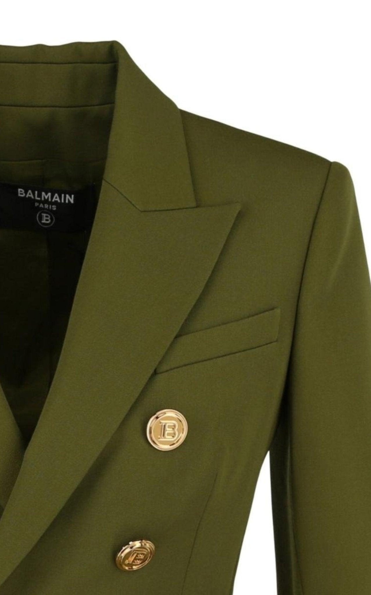 Balmain Green Wool Double-breasted Blazer