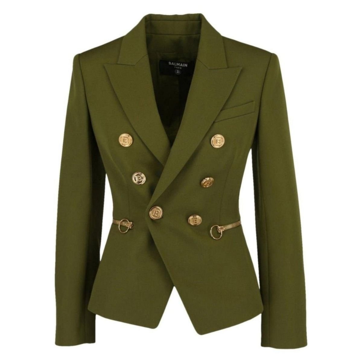 Balmain Green Wool Double-breasted Blazer